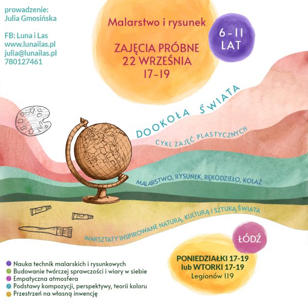 ZAJĘCIA PRÓBNE - 22 września - Dookoła świata - warsztaty malarskie dla dzieci