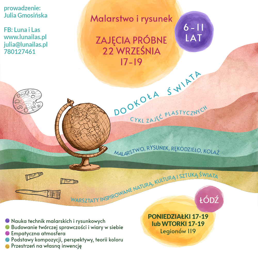 ZAJĘCIA PRÓBNE – 22 września – Dookoła świata – warsztaty malarskie dla dzieci